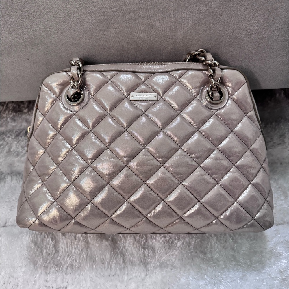 Kate Spade gold quilted satchel